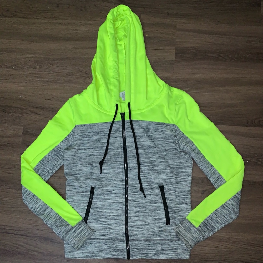 Pink Victoria Secret Neon Green Hoodie